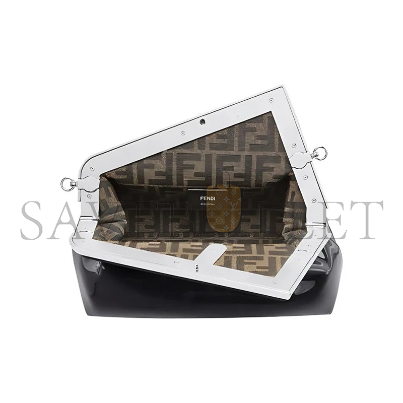 FENDI FIRST MIDI OVERSIZED F METAL CLIP PATENT LEATHER SHOULDER CROSSBODY CLUTCH 8BP137ANSNF0GXN (32.5*23.5*15cm)